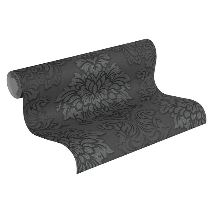 AS Creation Metropolitan Stories Vliestapete Damask (Grau/Schwarz, Ornament, 10,05 x 0,53 m)