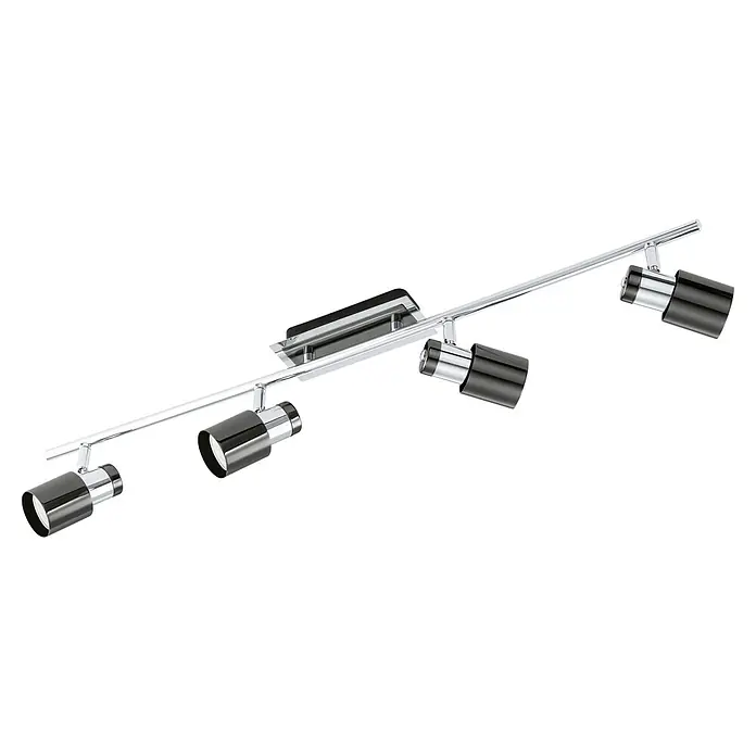 Eglo LED-Deckenleuchte Davida 1 - 20 W, Chrom, Nickel, Schwarz, Warmweiß - Moderne Chrom-Spotleuchte mit vier schwenkbaren Strahlern, ideal für Wohnräume. Elegantes Design für gezielte Beleuchtung und stilvolles Ambiente.