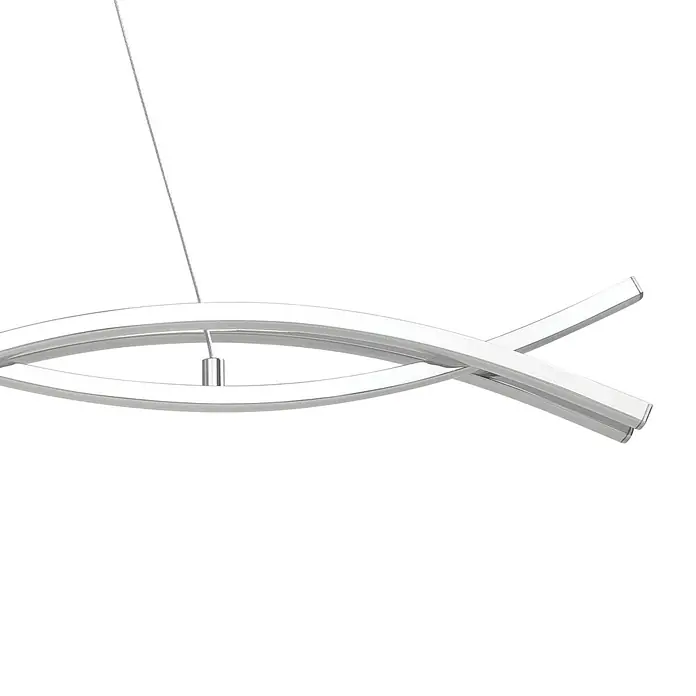 Eglo Lasana 2 LED-Pendelleuchte - 35 W, L x B x H: 100 x 8 x 120 cm, Silber, Warmweiß - Elegante LED-Pendelleuchte in Fischform. Modernes Design für stilvolle Beleuchtung in jedem Raum.