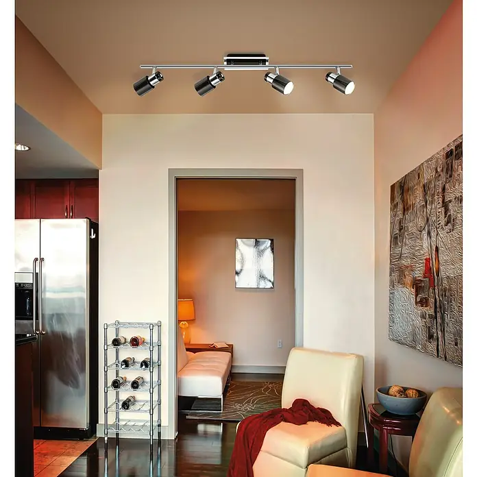 Eglo LED-Deckenleuchte Davida 1 - 20 W, Chrom, Nickel, Schwarz, Warmweiß - Moderne Deckenleuchte mit vier Strahlern, ideal zur gezielten Ausleuchtung von Wohnräumen und zur Akzentuierung bestimmter Bereiche.