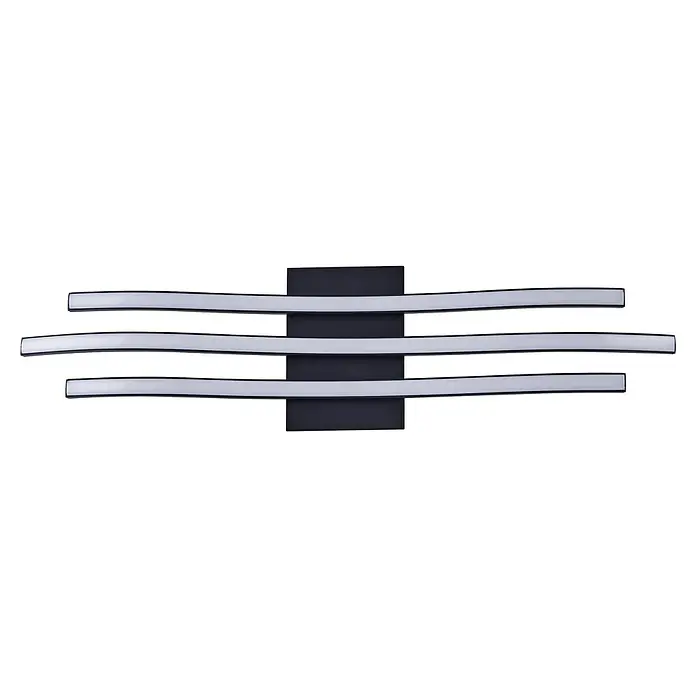 Eglo LED-Wand- & Deckenleuchte - 21 W, L x B x H: 65 x 13 x 4,5 cm, Schwarz/Weiß, Warmweiß - Eine moderne Wandleuchte mit drei geschwungenen LED-Leuchten und einem dunklen Rahmen. Ein stilvolles Beleuchtungselement für jedes Interieur.