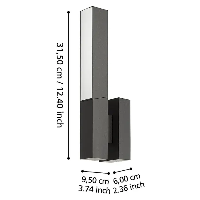 Eglo LED-Außenwandleuchte Ugento - 9 W, 60 x 15,5 x 31,5 cm, Schwarz, IP44 - Moderne Außenwandleuchte mit Maßen von 31,50 cm Höhe, 9,50 cm Breite und 6,00 cm Tiefe. Stilvolles Design für den Außenbereich.