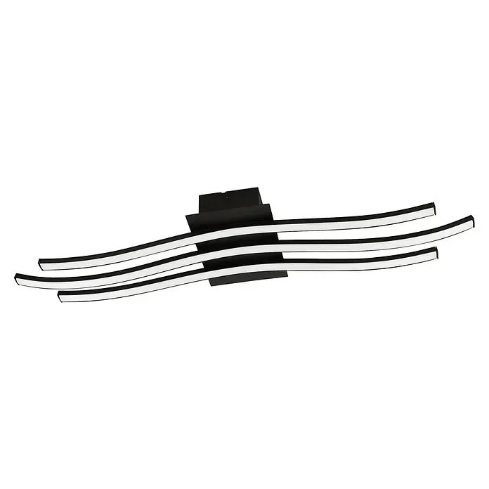 Eglo LED-Wand- & Deckenleuchte - 21 W, L x B x H: 65 x 13 x 4,5 cm, Schwarz/Weiß, Warmweiß - Moderne LED Deckenleuchte mit geschwungenen, dreifachen Leuchtelementen in Schwarz und Weiß, ideal für stilvolle Raumbeleuchtung.