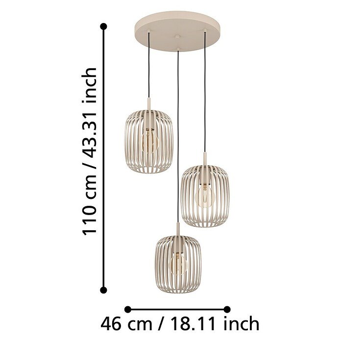 Eglo Romazzina Pendelleuchte (120 W, Ø x H: 46 x 110 cm, Sandfarben, E27) | BAUHAUS