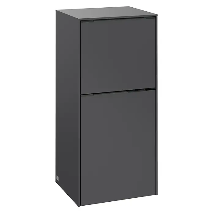 Villeroy & Boch Subway 3.0 Seitenschrank - B x T x H: 40 x 36,2 x 86 cm, Graphite, DIN Anschlag: Rechts, Farbe Griff: Monochrom - Ein moderner, grauer Schrank mit zwei Schubladen, ideal für stilvolle Aufbewahrungslösungen in jedem Raum.