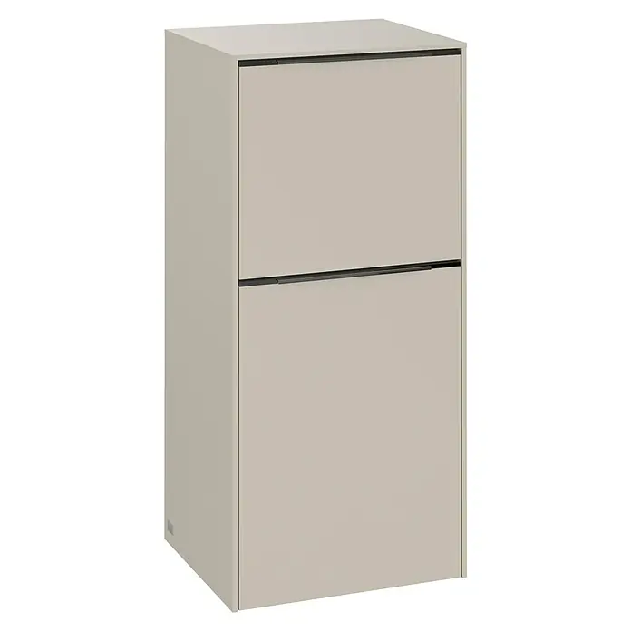 Villeroy & Boch Subway 3.0 Seitenschrank - B x T x H: 40 x 36,2 x 86 cm, Cashmere Grey, DIN Anschlag: Rechts, Farbe Griff: Monochrom - Elegantes Schuhschrank-Design mit zwei Fächern und schlichten Griffen, ideal für stilvolle Aufbewahrung im Flur.