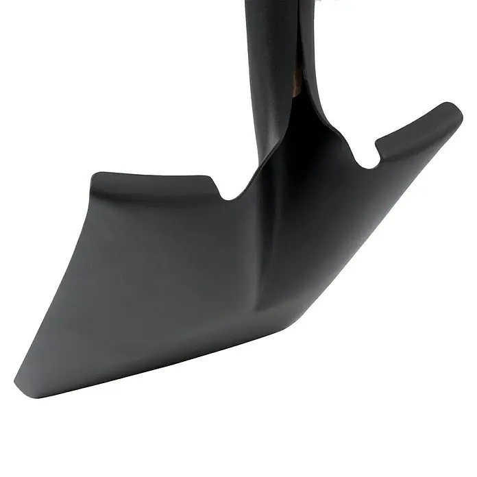 Bellota Pala multiusos cuadrada - Ancho: 24 cm, Negro - Primer plano de una pala negra que muestra resistencia y funcionalidad para proyectos de jardinería y construcción.