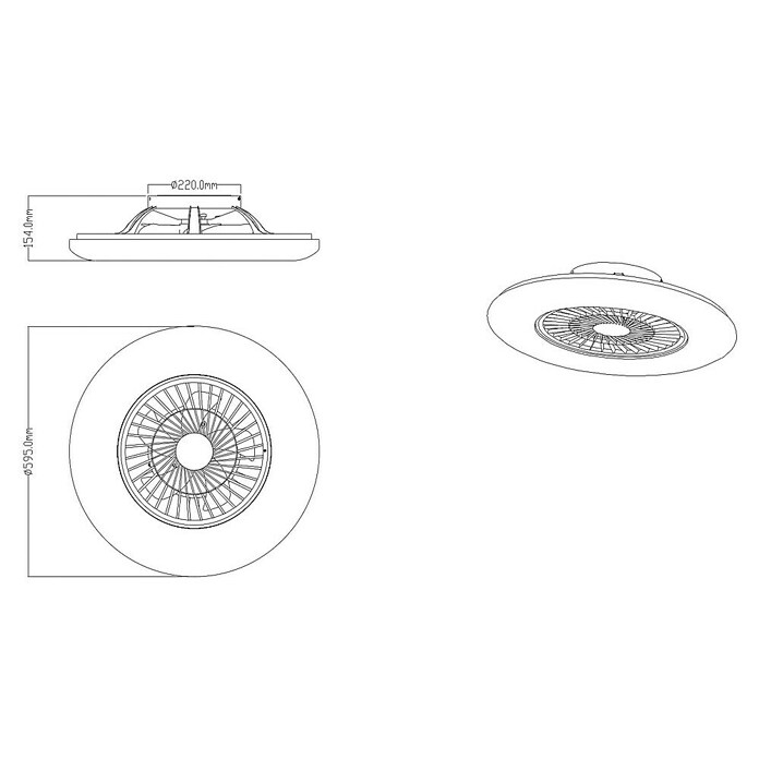 Globo Stropni ventilator Alva  (Bijelo-srebrna, Promjer: 59,5 cm, 40 W) | BAUHAUS