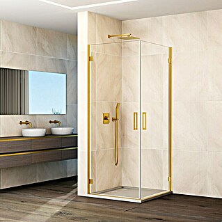 GME Mampara de ducha esquinera Glass K (L x An x Al: 65 x 45 x 195 cm, Oro)