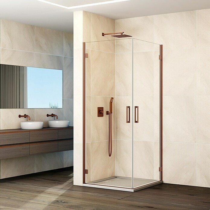 GME Mampara de ducha esquinera Glass K (L x An x Al: 40 x 70 x 195 cm, Cobre) | BAUHAUS
