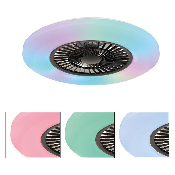 Globo Plafondventilator Alva met verlichting (Zwart / Wit, Diameter: 59,5 cm, 40 W) | BAUHAUS