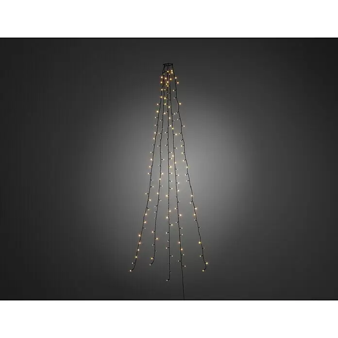 Konstsmide LED-Lichterkette Baummantel - Innen, Lichtfarbe: Bernstein, Anzahl Leuchtmittel: 200 Stk., Netzbetrieben - Warmweiße LED-Lichterkette in konischer Baumform an schwarzem Draht.