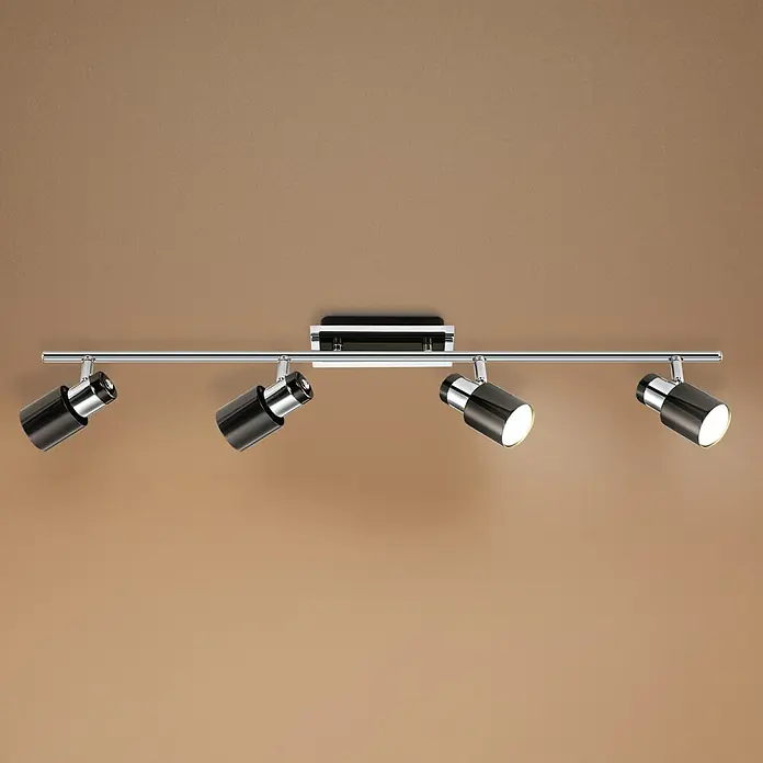 Eglo LED-Deckenleuchte Davida 1 - 20 W, Chrom, Nickel, Schwarz, Warmweiß - Moderne Deckenleuchte mit vier Strahlern in Schwarz und Chrom.