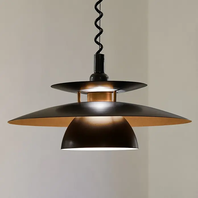 Eglo Pendelleuchte rund Brenda - 60 W, Ø x H: 43 x 110 cm, Schwarz, E27 - Elegante Hängeleuchte mit mehreren Schirmen in Schwarz und Gold, die ein warmes Licht verbreitet. Ein stilvolles Highlight für jeden Raum.