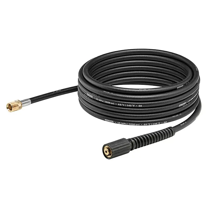 Kärcher Extensión de manguera de alta presión XH 10 - Largo: 10 m, Específico para: Hidrolimpiadora de alta presión Kärcher K2 - K7 vor hasta 2010 - Manguera negra de alta presión Kärcher con conectores de latón, ideal para tareas de limpieza.