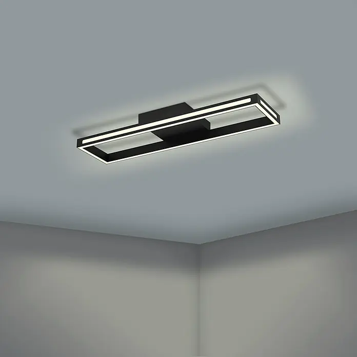 Eglo LED-Deckenleuchte Savilanas-Z - L x B x H: 77 x 20 x 7,5 cm, Schwarz, 21 W, Dimmbar - Moderne LED-Deckenleuchte in Schwarz mit rechteckigem Design für stilvolle Beleuchtung in jedem Raum.