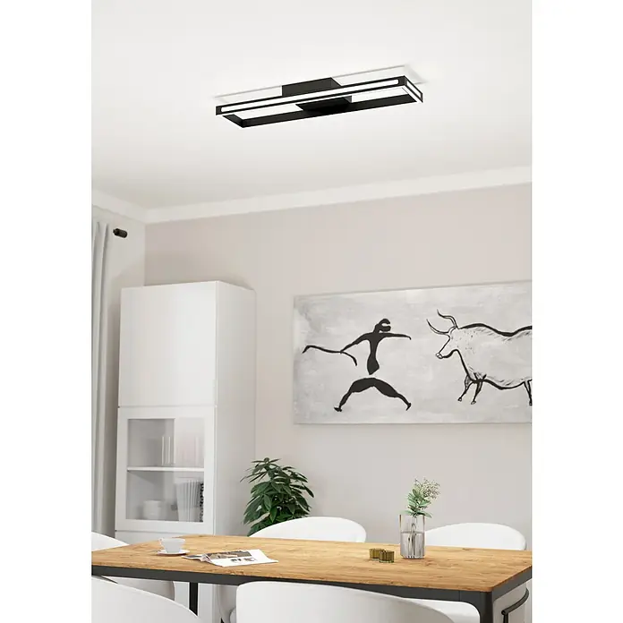 Eglo LED-Deckenleuchte Savilanas-Z - L x B x H: 77 x 20 x 7,5 cm, Schwarz, 21 W, Dimmbar - Moderne Deckenleuchte in Schwarz und Weiß, die ein helles und stilvolles Ambiente in jedem Raum schafft. Ideal für Esszimmer oder Wohnbereich.