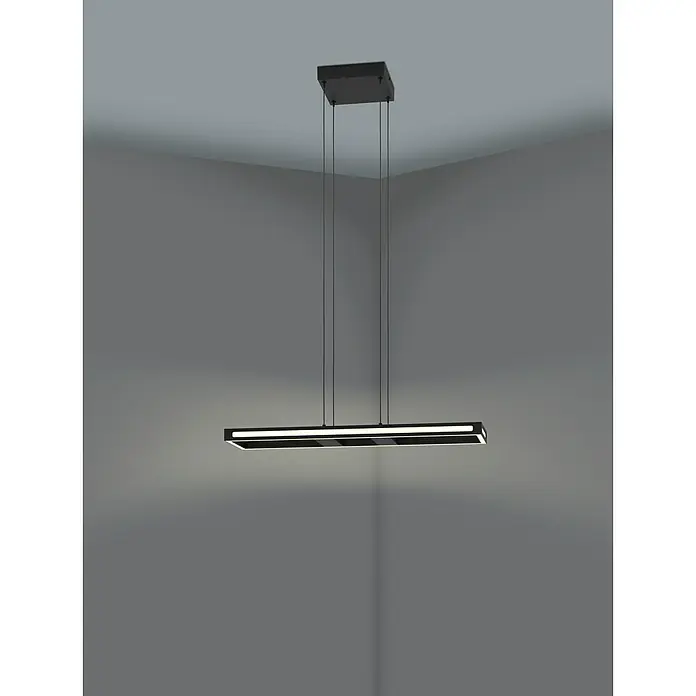 Eglo connect.z LED-Pendelleuchte Savilanas-Z - L x B x H: 77 x 20 x 110 cm, Dimmbar, Schwarz - Moderne, schwarze LED-Hängeleuchte mit linearem Design und heller Beleuchtung, ideal für stilvolle Innenräume und Esstische.
