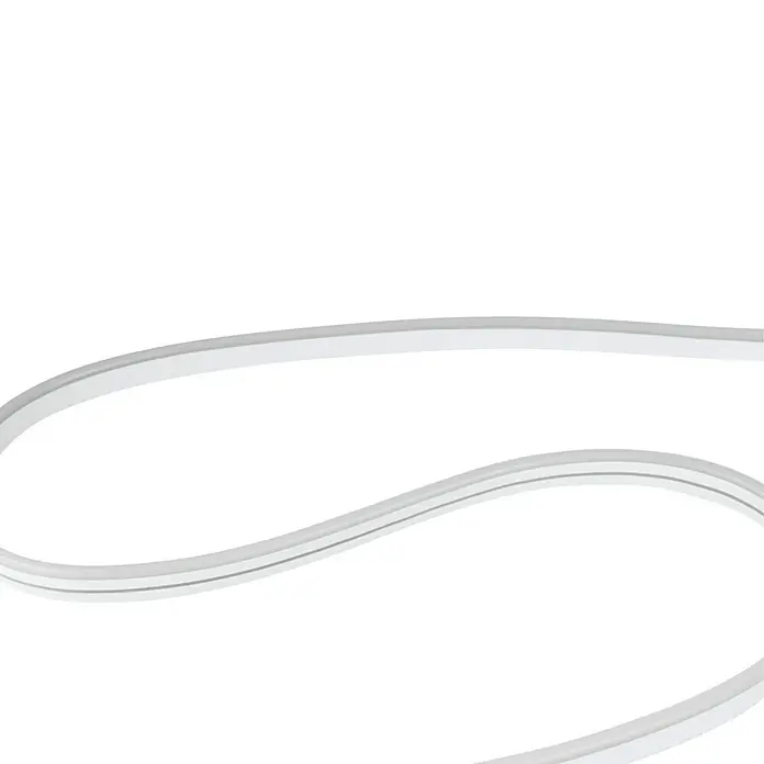Eglo Connect LED-Stripes Neon-Stripe-Z - 5 cm, Lichtstrom: 3.400 lm, RGBW - Weiße, geschwungene Formen auf schwarzem Hintergrund, die ein abstraktes, modernes Design erzeugen.