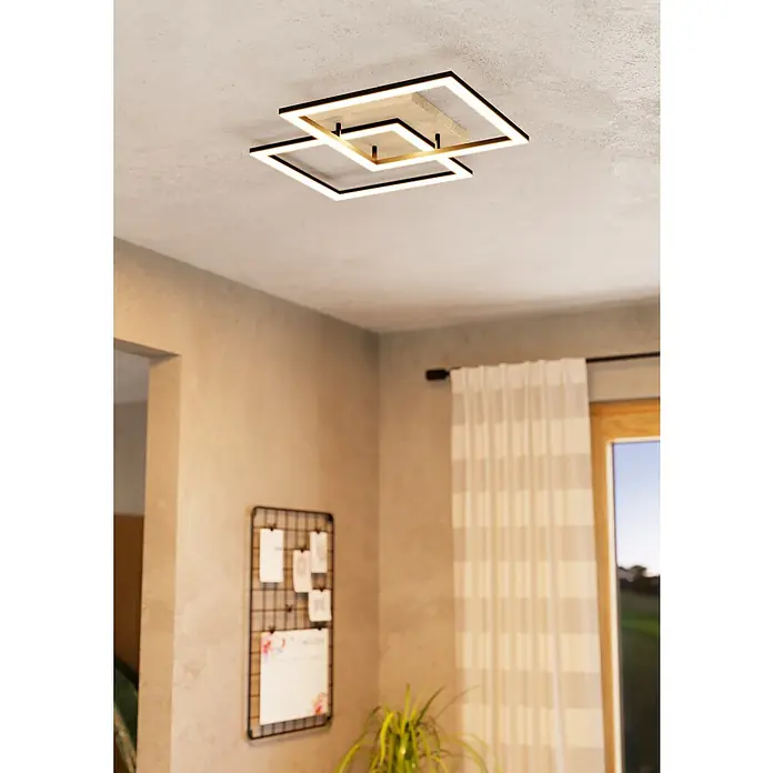 Eglo LED-Deckenleuchte Lomaltas-Z - 32 W, L x B x H: 77 x 49,5 x 8,5 cm, Braun, Neutralweiß - Moderne Deckenleuchte mit verschlungenen Quadraten. Die LED-Leuchte sorgt für eine angenehme und energiesparende Beleuchtung im Raum.