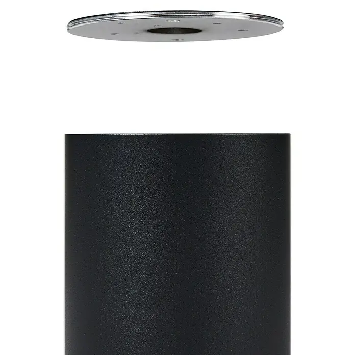 Eglo connect.z LED-Spot Carosso-Z - Ø x H: 80 x 95 mm, 4,9 W - Detailansicht einer schwarzen Säule mit silberner Befestigungsplatte. Ideal für Schilder oder Wegweiser im Innen- und Außenbereich.