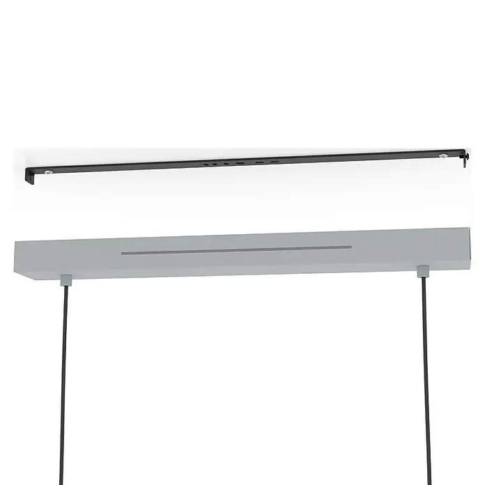 Eglo LED-Pendelleuchte Andreas-Z - 38 W, L x B x H: 117 x 7 x 110 cm, Grau, RGBW - Eine elegante lineare LED-Pendelleuchte in Grau und Schwarz, ideal für moderne Innenräume. Das Lichtdesign sorgt für eine stilvolle Beleuchtung.