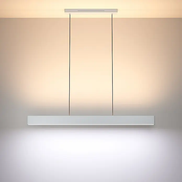Eglo LED-Pendelleuchte Andreas-Z - 38 W, L x B x H: 117 x 7 x 110 cm, Grau, RGBW - Minimalistische Hängeleuchte mit schlankem, linearem Design, ideal für moderne Innenräume und stilvolle Beleuchtung.