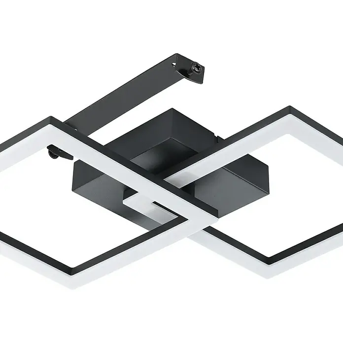 Eglo LED-Deckenleuchte Huerta-E - 20 W, L x B x H: 52,5 x 31 x 7 cm, Schwarz, Tageslichtweiß - Moderne LED-Deckenleuchte in Schwarz und Weiß mit geometrischem Design für stilvolle Innenräume.