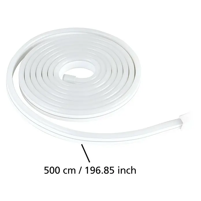 Eglo Connect LED-Stripes Neon-Stripe-Z - 5 cm, Lichtstrom: 3.400 lm, RGBW - Ein weißes, aufgerolltes LED-Neon Flex Seil mit einer Länge von 500 cm. Ideal für flexible Beleuchtungslösungen.