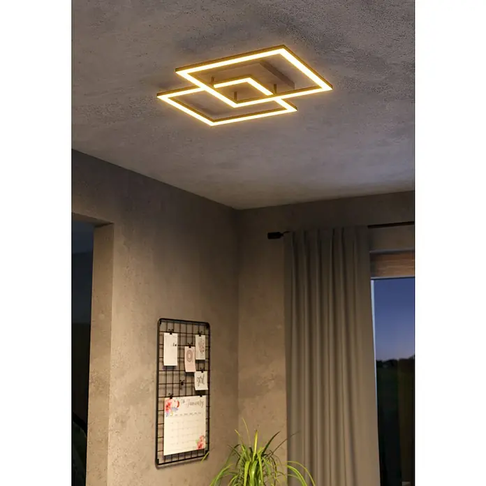 Eglo LED-Deckenleuchte Lomaltas-Z - 32 W, L x B x H: 77 x 49,5 x 8,5 cm, Braun, Neutralweiß - Moderne LED-Deckenleuchte mit quadratischem Design. Die Lampe sorgt für eine stilvolle Beleuchtung und setzt ein architektonisches Highlight im Raum.