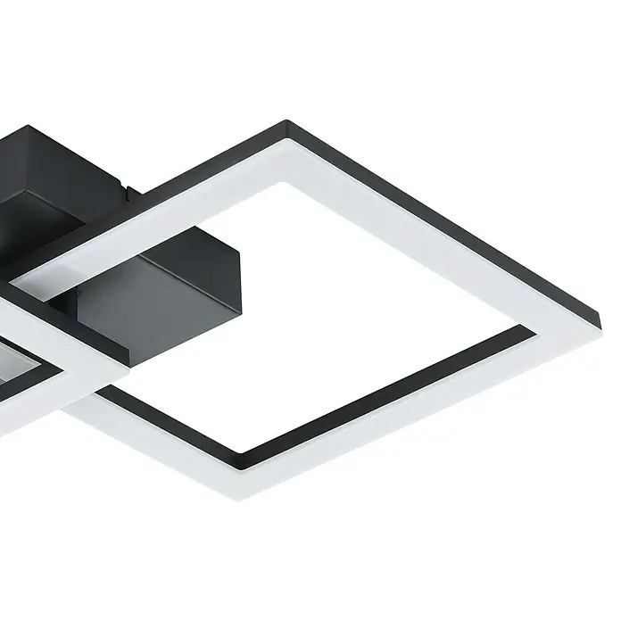 Eglo LED-Deckenleuchte Huerta-E - 20 W, L x B x H: 52,5 x 31 x 7 cm, Schwarz, Tageslichtweiß - Moderne Deckenleuchte mit quadratischem Design und LED-Beleuchtung für stilvolle Innenräume. Eleganter Hingucker für Ihr Zuhause.