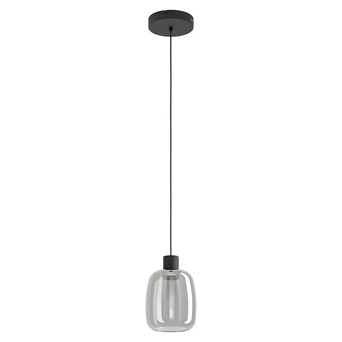 Eglo LED-Pendelleuchte Molochio-Z - 3,7 W, L x B x H: 18 x 18 x 18 cm, Schwarz, RGBW - Elegante Hängeleuchte mit einem klaren Glasschirm und einer schlanken, schwarzen Aufhängung, die modernes Design in jeden Raum bringt.