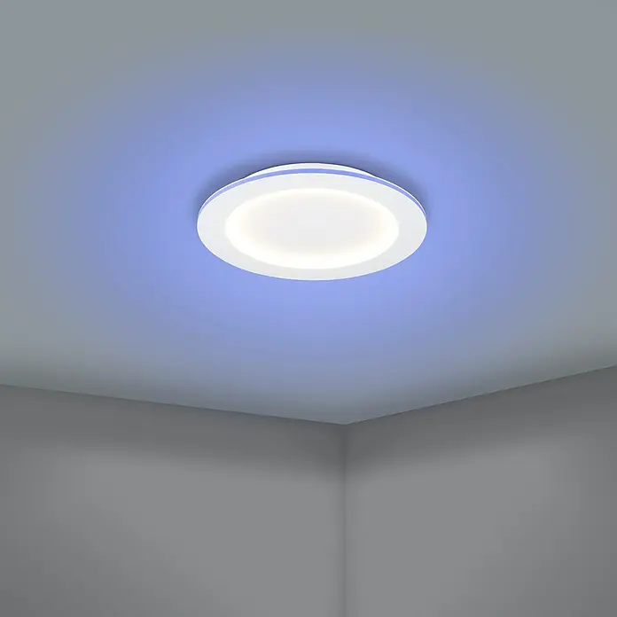 Eglo LED-Deckenleuchte Padrogiano-Z - Durchmesser: 45 cm, 2.700 K - 6.500 K, Warmweiß, Dimmbar - Runde LED-Deckenleuchte mit bläulichem Lichteffekt für moderne Innenräume. Energiesparende Beleuchtung mit stilvollem Design.