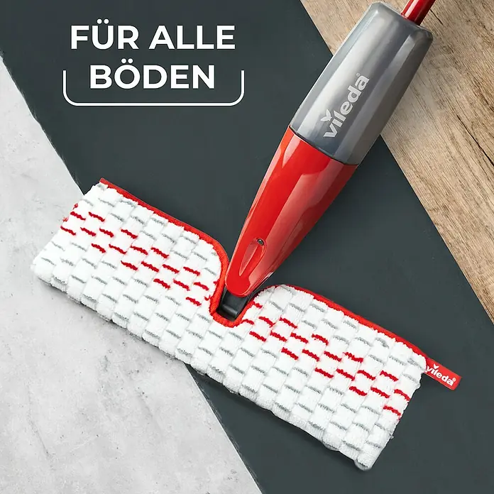 Vileda Bodenwischer Spray & Clean Sprühwischer - 2 -tlg. - Das Vileda Spray Mop UltraMax System mit dem waschbaren Mikrofaser-Mopppad für alle Böden für eine effektive Reinigung.