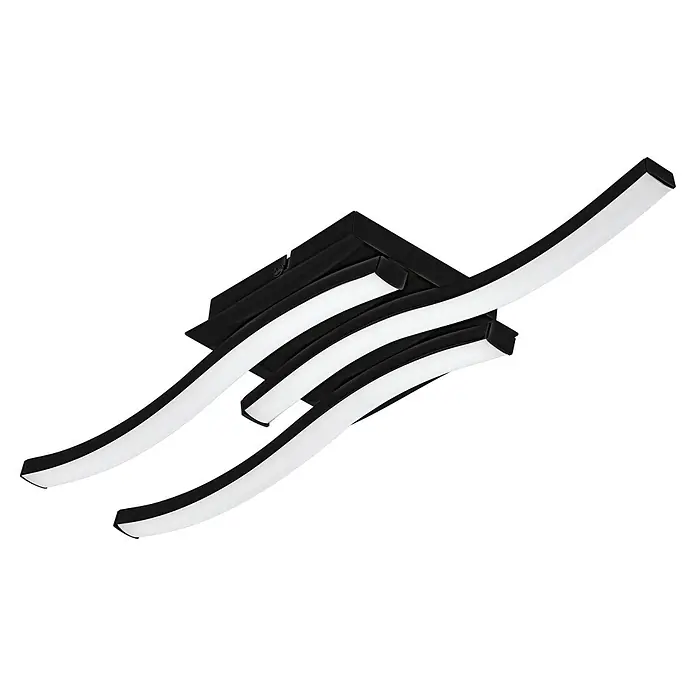 Eglo LED-Deckenleuchte Cabezas-E - 12 W, L x B x H: 43,5 x 11 x 7,5 cm, Schwarz, Warmweiß - Moderne LED-Deckenleuchte mit drei geschwungenen Armen in Schwarz und Weiß für stilvolle Beleuchtung im Raum.
