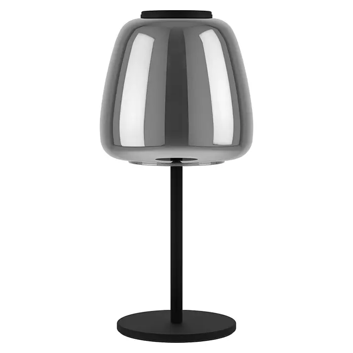 Eglo connect.z LED-Tischleuchte Alfero-Z - 7,7 W, L x B x H: 16,5 x 16,5 x 34,5 cm, Schwarz, RGBW - Elegante Tischleuchte mit einem glänzenden, silberfarbenen Schirm und einem schlanken, schwarzen Fuß. Perfekt für stilvolle Beleuchtung.