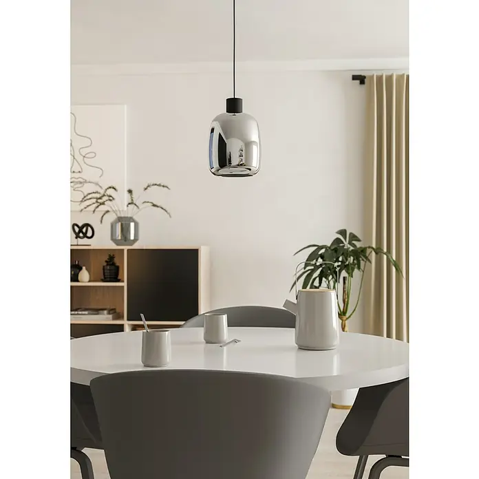 Eglo LED-Pendelleuchte Molochio-Z - 3,7 W, L x B x H: 18 x 18 x 18 cm, Schwarz, RGBW - Elegante Pendelleuchte mit einem glänzenden Schirm, der das moderne Design hervorhebt. Perfekt für stilvolle Esszimmer und Wohnbereiche.