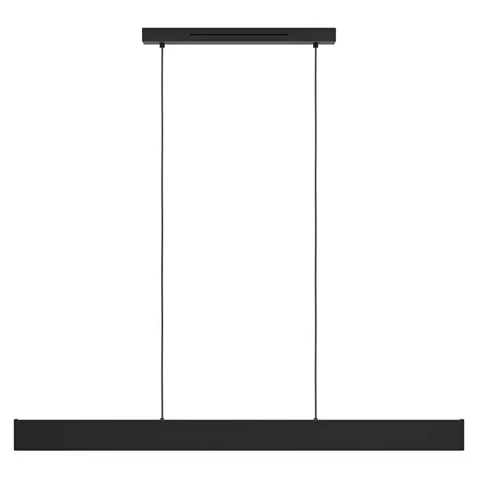 Eglo LED-Pendelleuchte Andreas-Z - 38 W, L x B x H: 117 x 7 x 110 cm, Schwarz, RGBW - Nahaufnahme eines modernen Paneelvorhangs in Grau, der Eleganz und Funktionalität für stilvolle Fensterdekoration vereint.