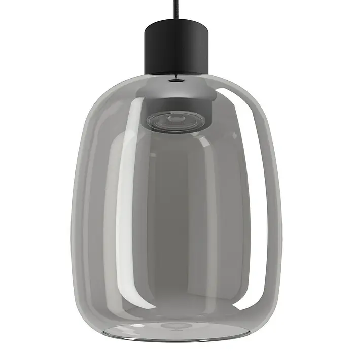 Eglo Pendelleuchte Molochio-Z - 11,1 W, L x B x H: 110 x 12,5 x 12,5 cm, Schwarz, RGBW - Graue Glaspendelleuchte mit schwarzer Halterung, modernes Design für stilvolle Innenräume. Perfekt für Wohn- und Esszimmer.