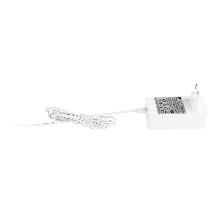 Eglo Connect LED-Stripes Neon-Stripe-Z - 5 cm, Lichtstrom: 3.400 lm, RGBW - Ein weißer EGLO LED-Treiber mit einem weißen Kabel und einem Stecker, ideal für die Beleuchtung von LED-Modulen mit einer Leistung von bis zu 30W.