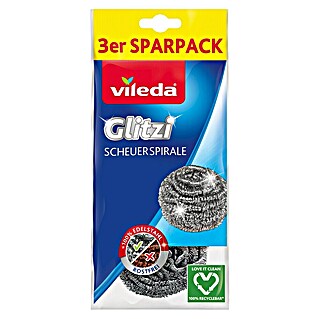 Vileda Glitzi Scheuerspirale (Edelstahl, 3 Stk., Glitzi Härtegrad: 4)
