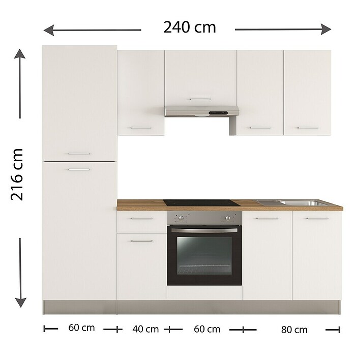 Marinelli Cucine Montažna kuhinja Clara 240  (Širina: 240 cm, Bijela, S električnim uređajima, Mat) | BAUHAUS