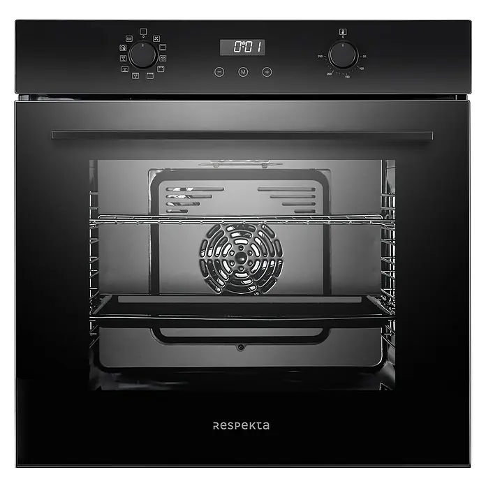 Respekta Einbaubackofen Julius - Anzahl Beheizungsarten: 10 Stk., Volumen Backofen: 73 l - Schwarzer Respekta Backofen mit digitaler Anzeige und Garraumbeleuchtung für die perfekte Zubereitung Ihrer Speisen.