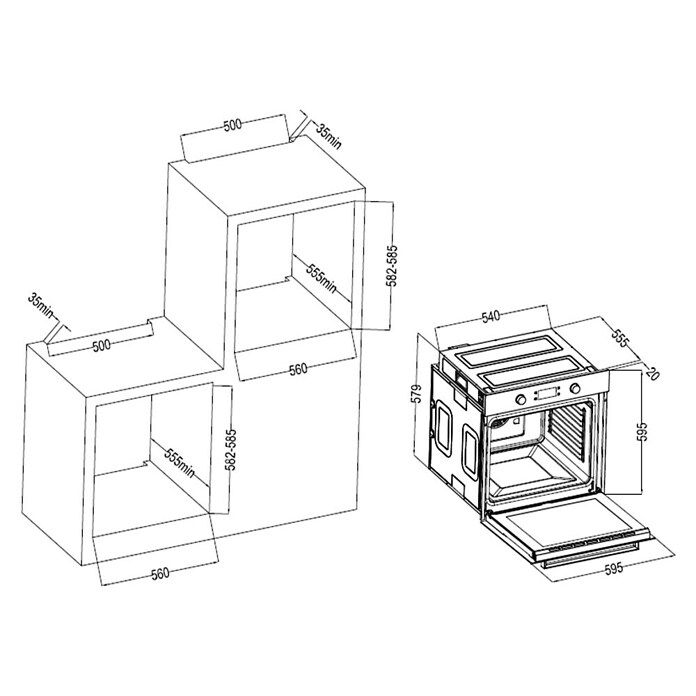 Respekta Einbauherd-Set Julius AB701-19 + Alois KM6600IB-28 (Anzahl Beheizungsarten: 10 Stk., Schwarz) | BAUHAUS