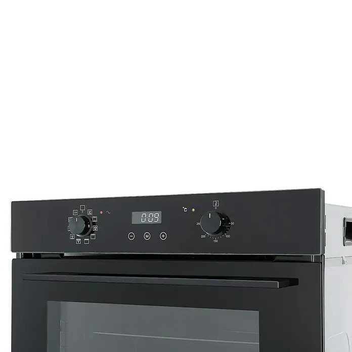 Respekta Einbauherd-Set Julius AB701-19 + Alex KM4295l-28 - Anzahl Beheizungsarten: 10 Stk., Schwarz - Schwarzer Einbaubackofen mit Digitalanzeige und Drehreglern zur Temperatur- und Funktionsauswahl.