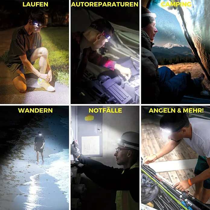 Stirnlampe Handy Brite Work Light - 260 lm - Anwendungsbeispiele für eine Stirnlampe: Laufen, Autoreparatur, Camping, Wandern, Notfälle, Angeln. Optimale Ausleuchtung bei allen Aktivitäten.