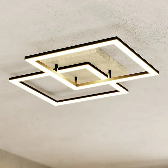 Eglo LED-Deckenleuchte Lomaltas-Z - 32 W, L x B x H: 77 x 49,5 x 8,5 cm, Braun, Neutralweiß - Moderne Deckenleuchte mit geometrischen Formen und LED-Beleuchtung für ein stilvolles Ambiente.