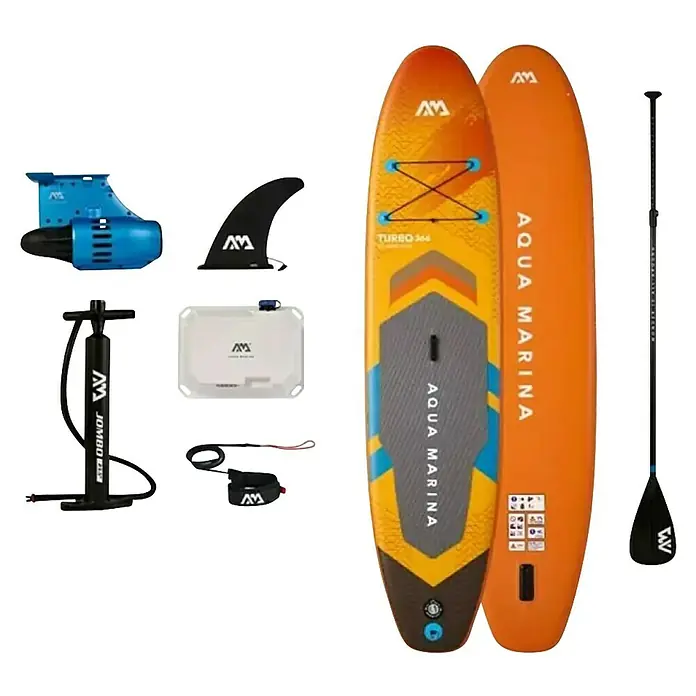 Aqua Marina SUP-Board Turbo - L x B x H: 366 x 84 x 15 cm, Nutzlast: 170 kg, 1 Stk., Aufblasen - Das Aqua Marina Turbo 346 SUP-Board-Set bietet alles für den sofortigen Start: Board, Paddel, Pumpe und Zubehör für ein tolles Wassererlebnis.