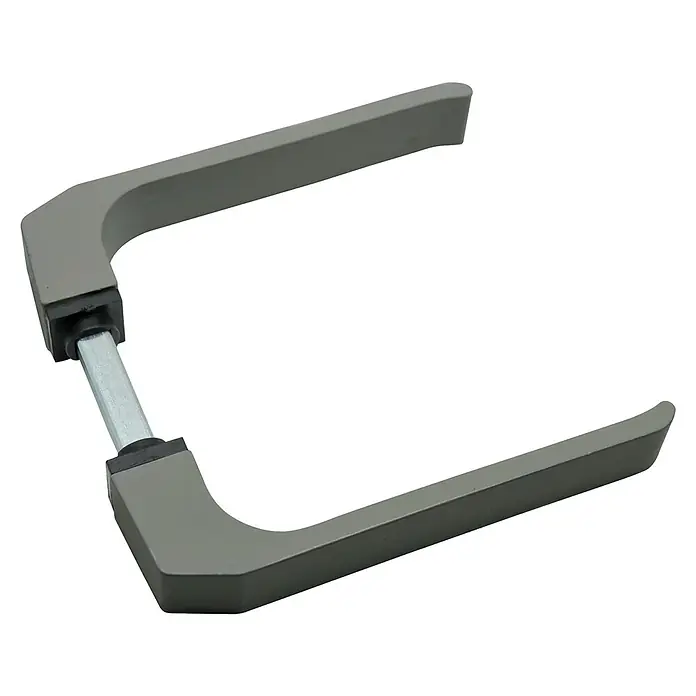 Micel Brimic Conjunto de picaporte 702 - Aluminio, Plateado - Un par de manijas de puerta grises modernas, que ofrecen un diseño minimalista y elegante para cualquier puerta.