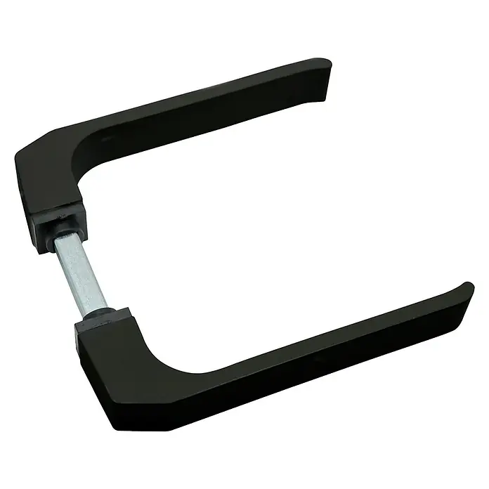 Micel Brimic Conjunto de picaporte 702 - Aluminio, Negro - Primer plano de un juego de manillas negras, que combina diseño moderno y funcionalidad. Ideal para interiores elegantes.